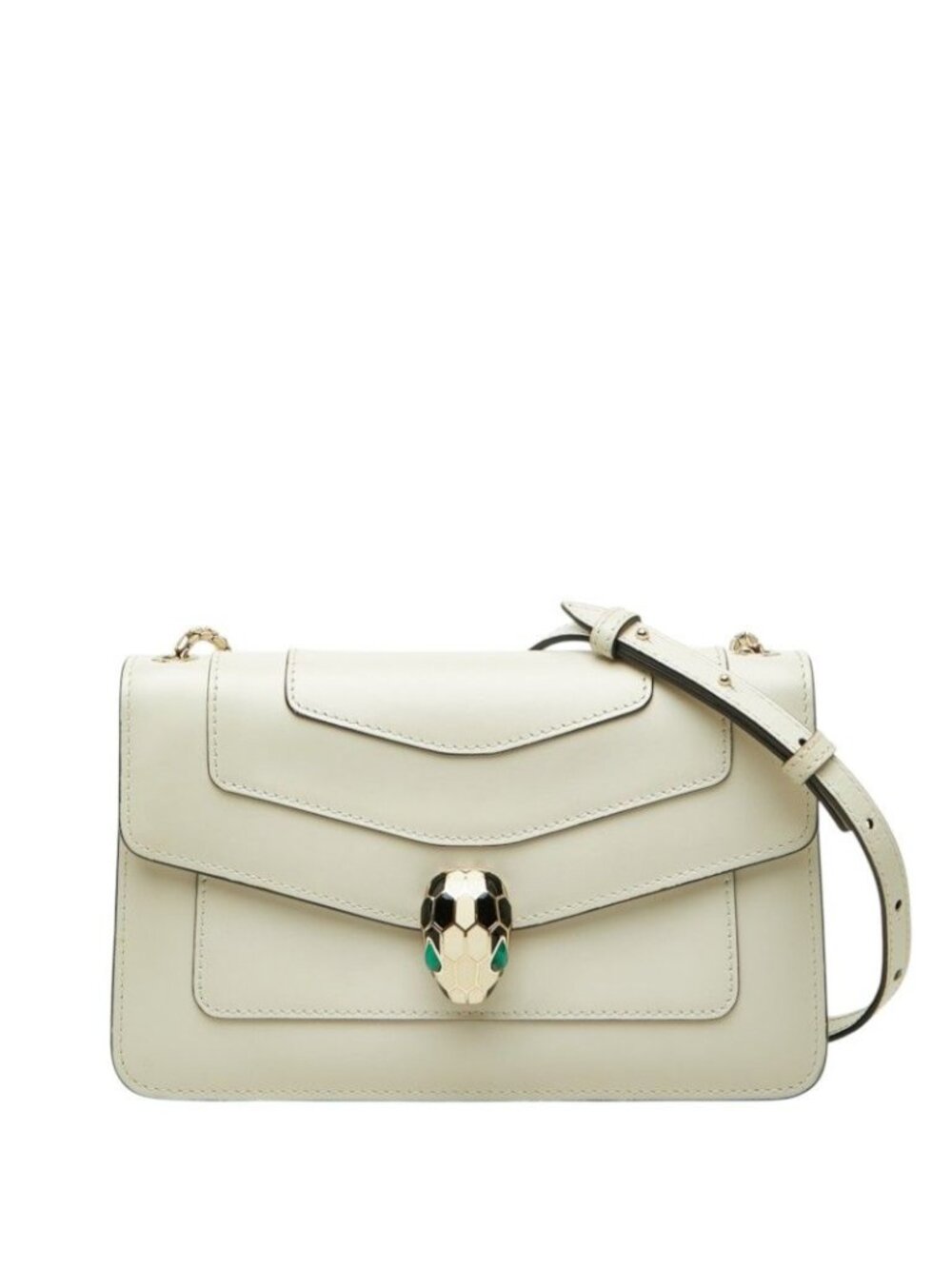 Bvlgari Serpenti Forever Crossbody Chain Shoulder Bag White Leather